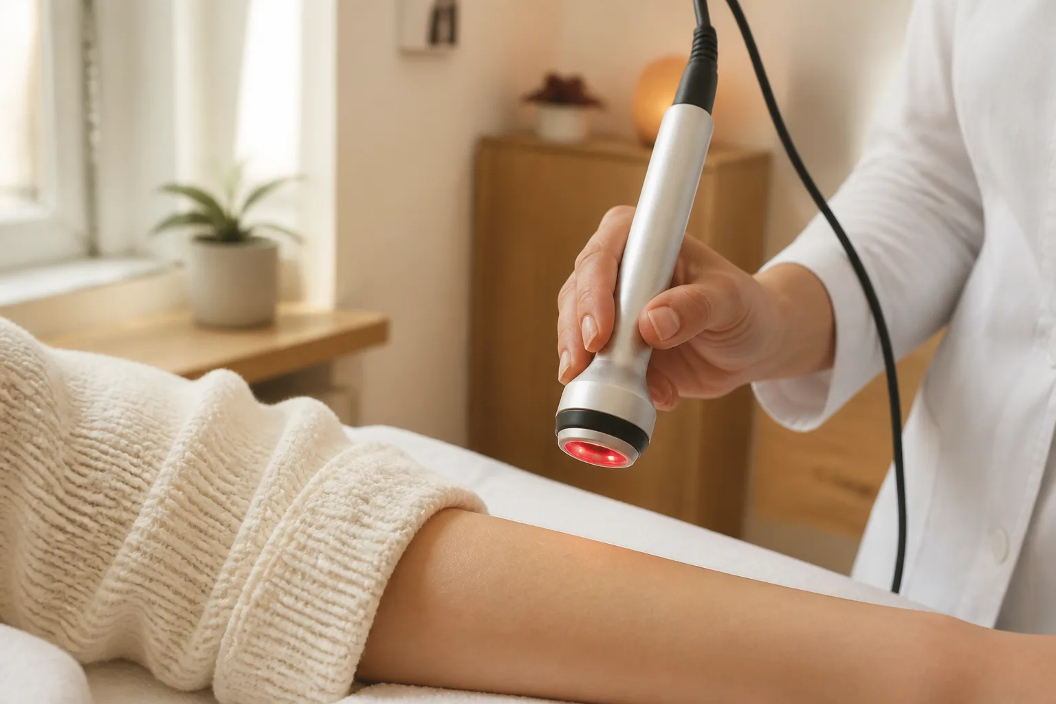 Nicht invasive Anwendung eines Low-Level-Lasergeräts am Unterarm